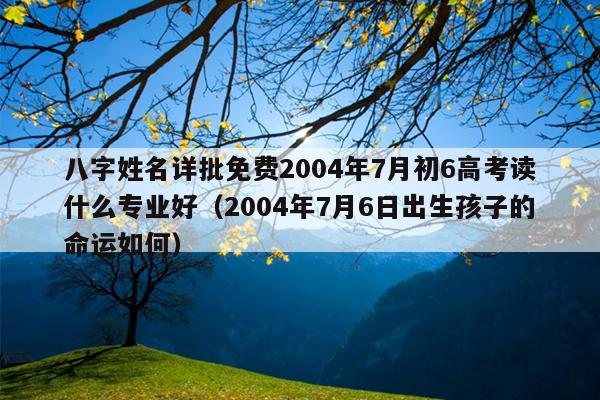 八字姓名详批免费2004年7月初6高考读什么专业好（2004年7月6日出生孩子的命运如何）