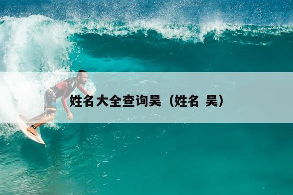 姓名大全查询吴（姓名 吴）
