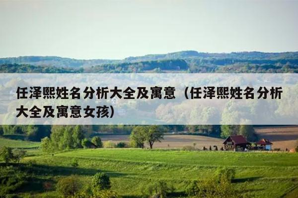 任泽熙姓名分析大全及寓意（任泽熙姓名分析大全及寓意女孩）