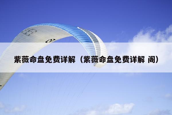 紫薇命盘免费详解（紫薇命盘免费详解 阁）