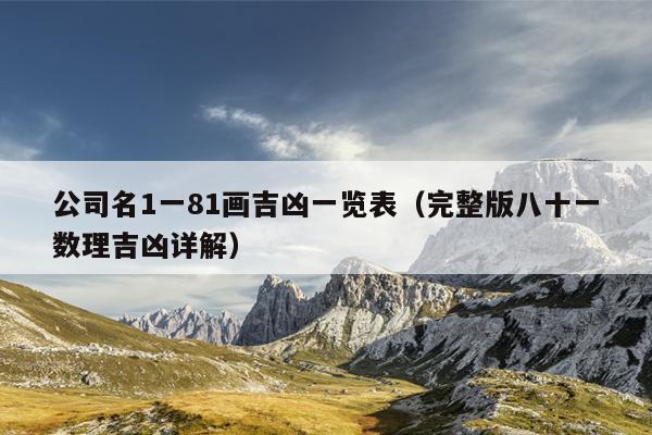公司名1一81画吉凶一览表（完整版八十一数理吉凶详解）