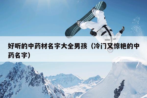 好听的中药材名字大全男孩（冷门又惊艳的中药名字）