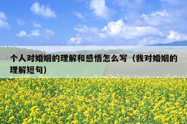 个人对婚姻的理解和感悟怎么写（我对婚姻的理解短句）