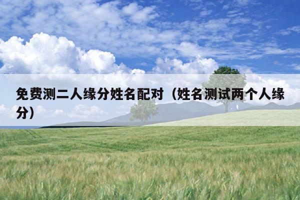 免费测二人缘分姓名配对（姓名测试两个人缘分）