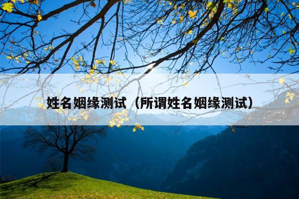 姓名姻缘测试（所谓姓名姻缘测试）