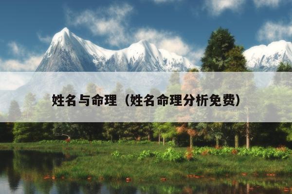 姓名与命理（姓名命理分析免费）