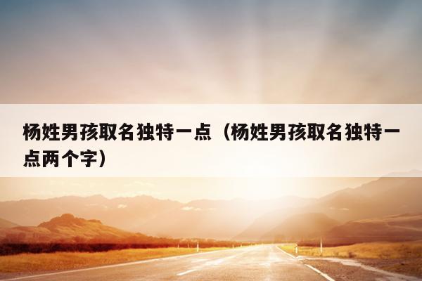 杨姓男孩取名独特一点（杨姓男孩取名独特一点两个字）