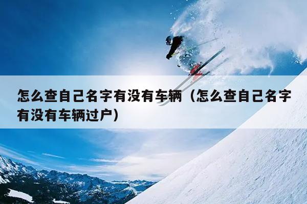 怎么查自己名字有没有车辆（怎么查自己名字有没有车辆过户）