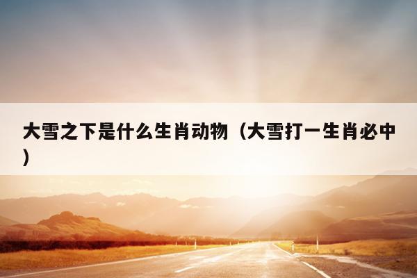 大雪之下是什么生肖动物（大雪打一生肖必中）