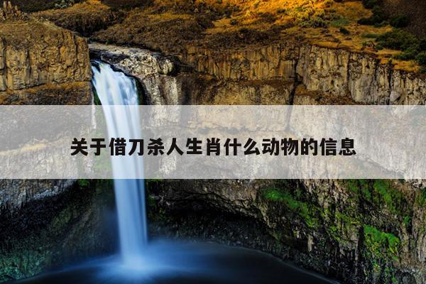 关于借刀杀人生肖什么动物的信息